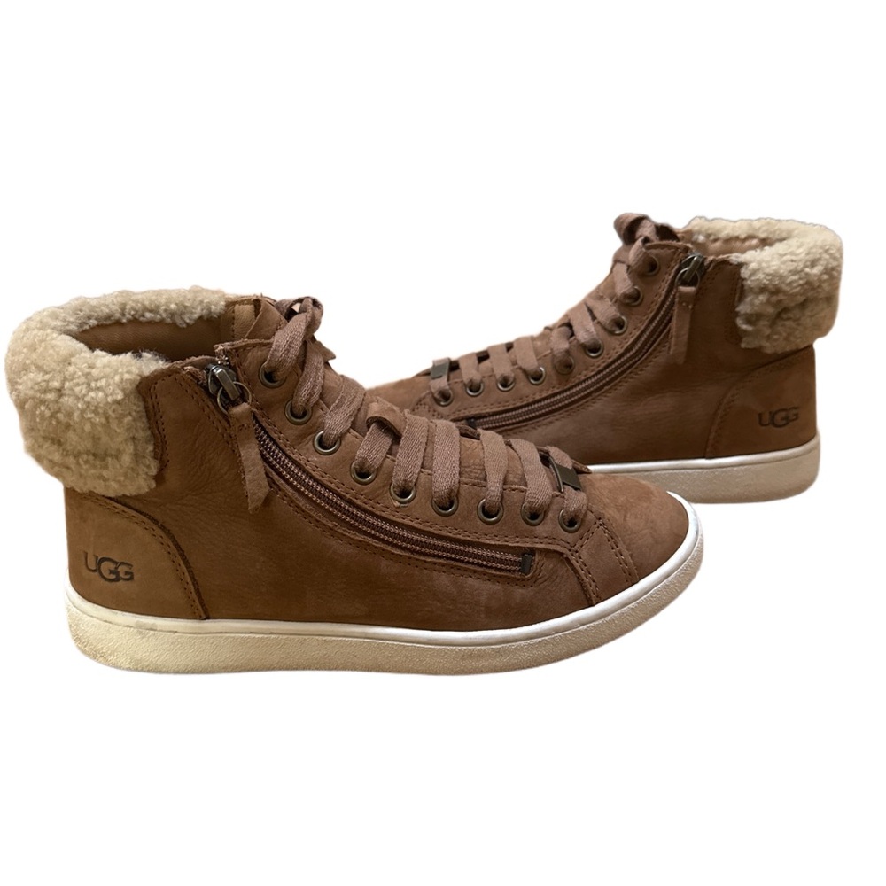 UGG Brown Shearling High-Top Sneakers Size 7.5